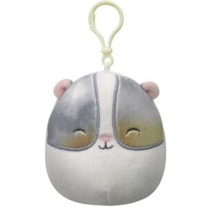 NWT Pax the white hamster with closed eyes kellytoy squishmallow clip